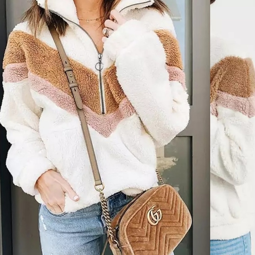 Sherpa Half Zip Pullover Sweater - Picture 2 of 7
